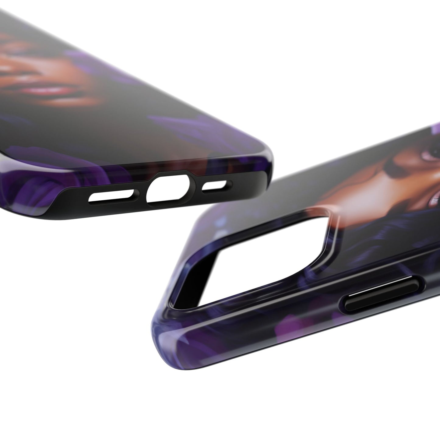 Beautiful Black Woman With Purple Flowers Tough Phone Case