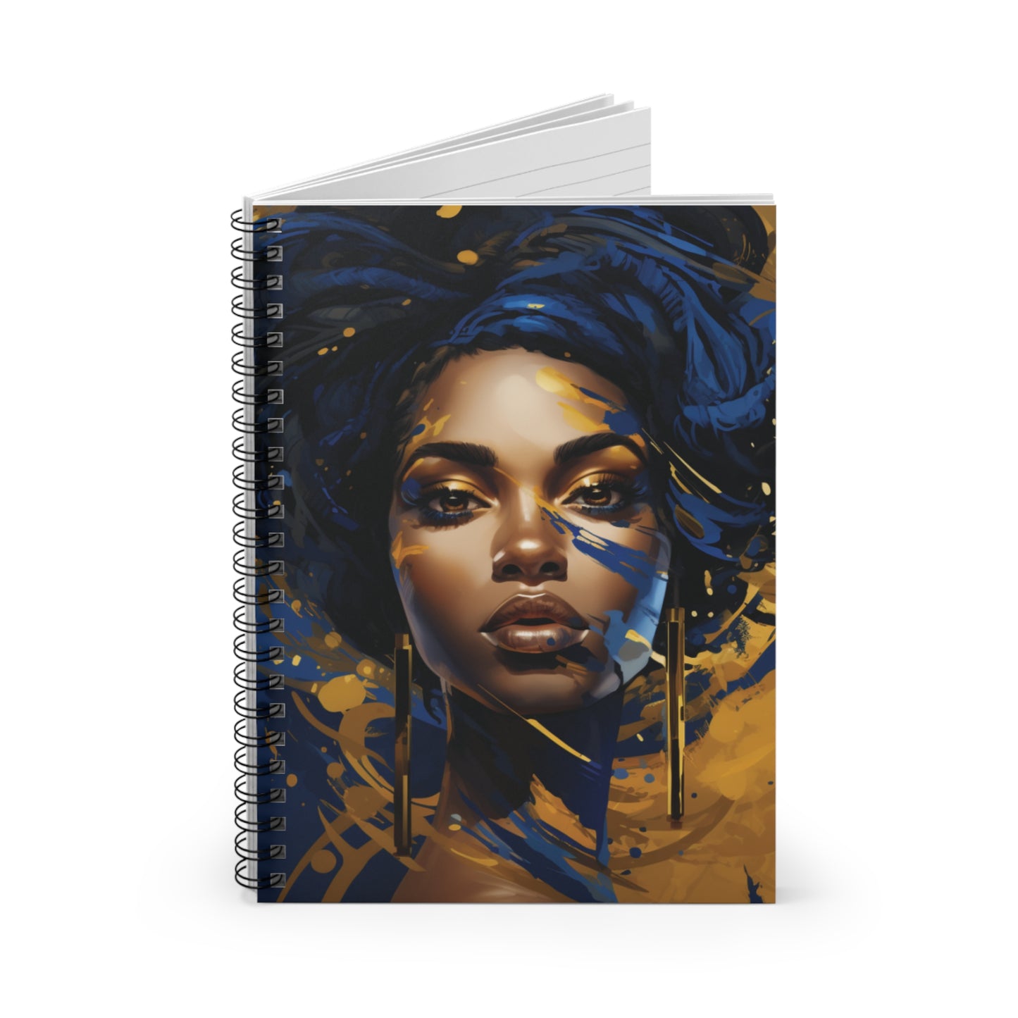 Stunning in Blue and Gold Black Woman Spiral Notebook