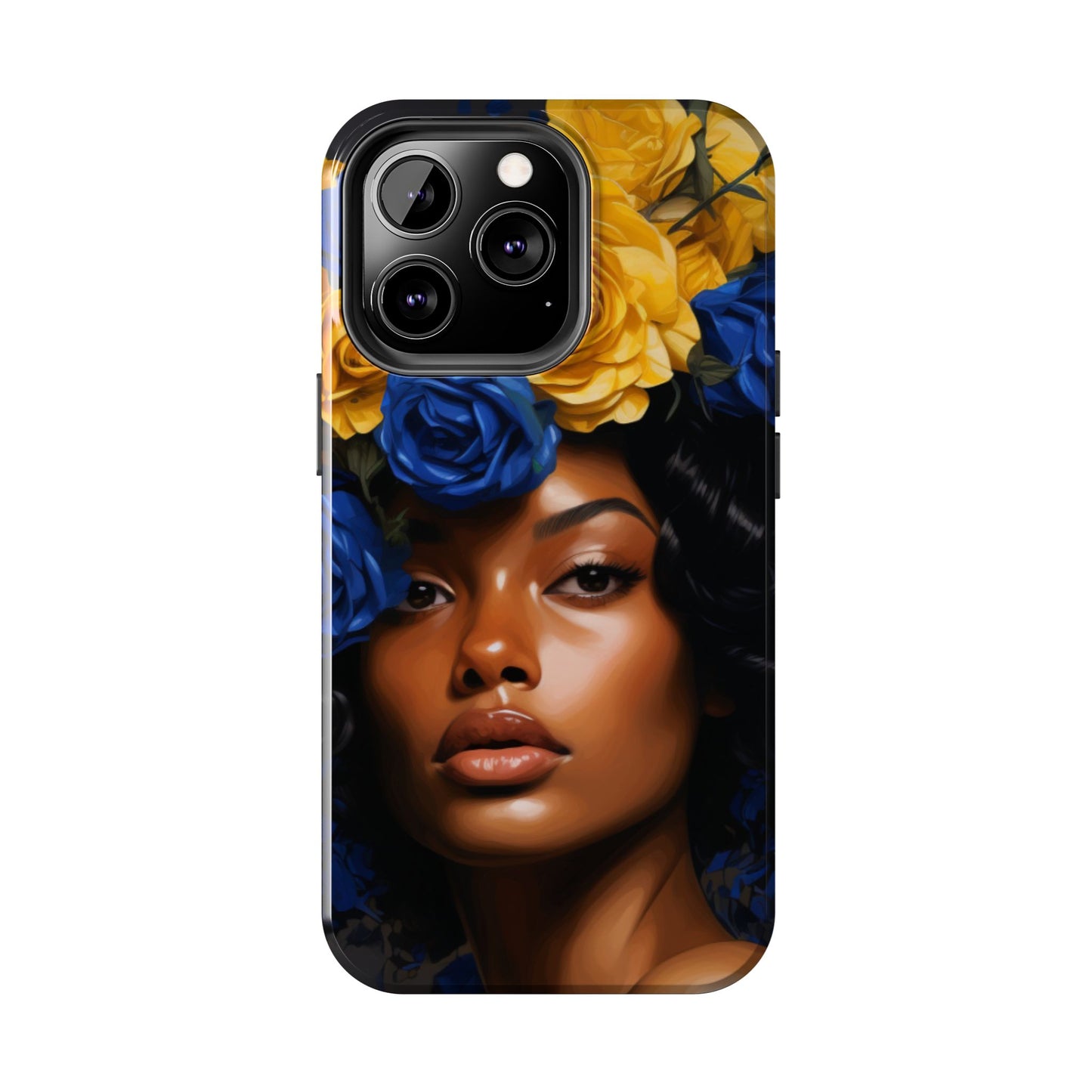 Stunning in Blue and Gold Beautiful Black Woman Tough Phone Case