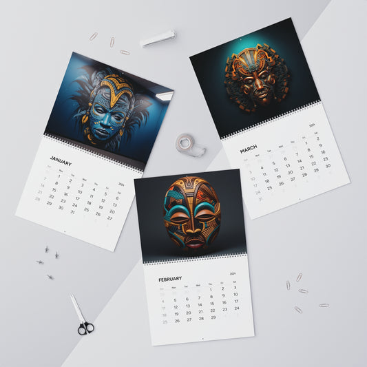 Stunning Afrocentric Inspired Masks Wall Calendar (2024) | Black Art | Home Decor