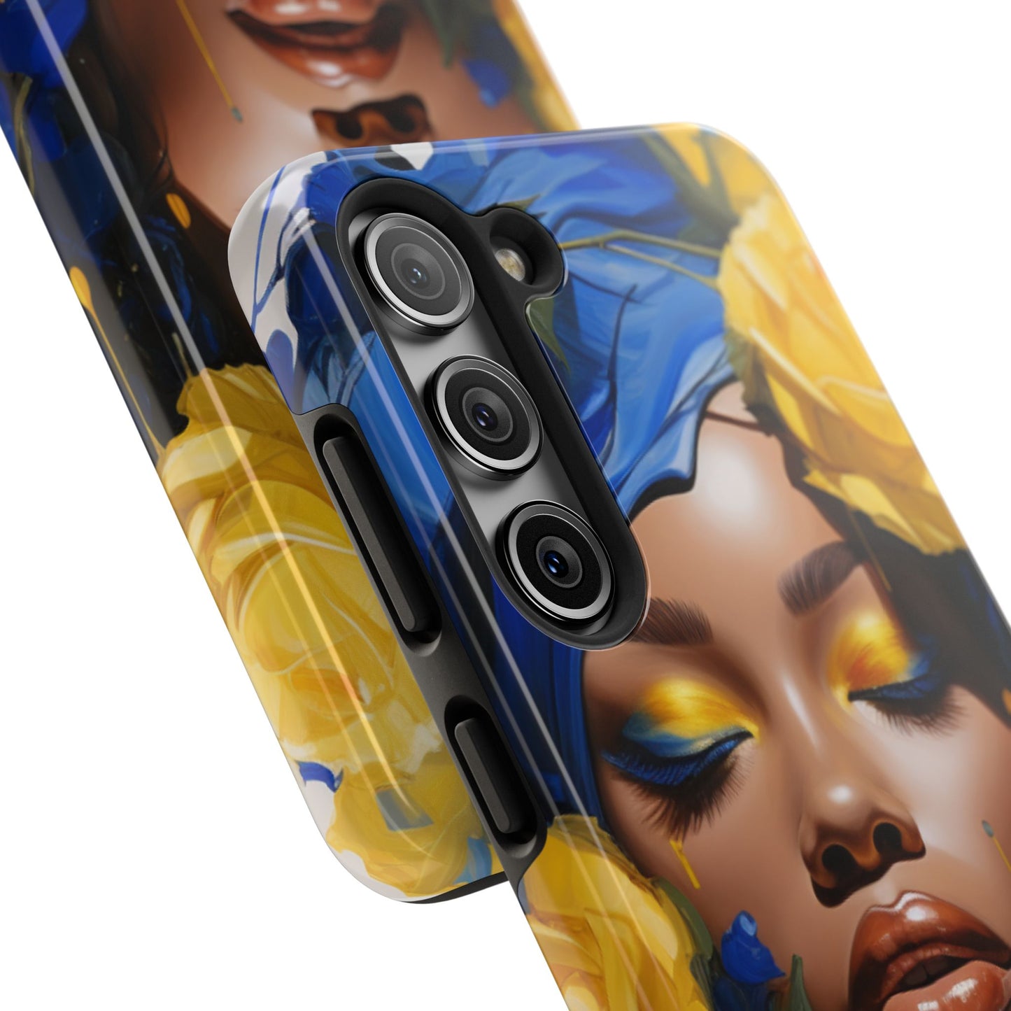 Stunning in Blue and Gold Beautiful Black Woman Tough Phone Case