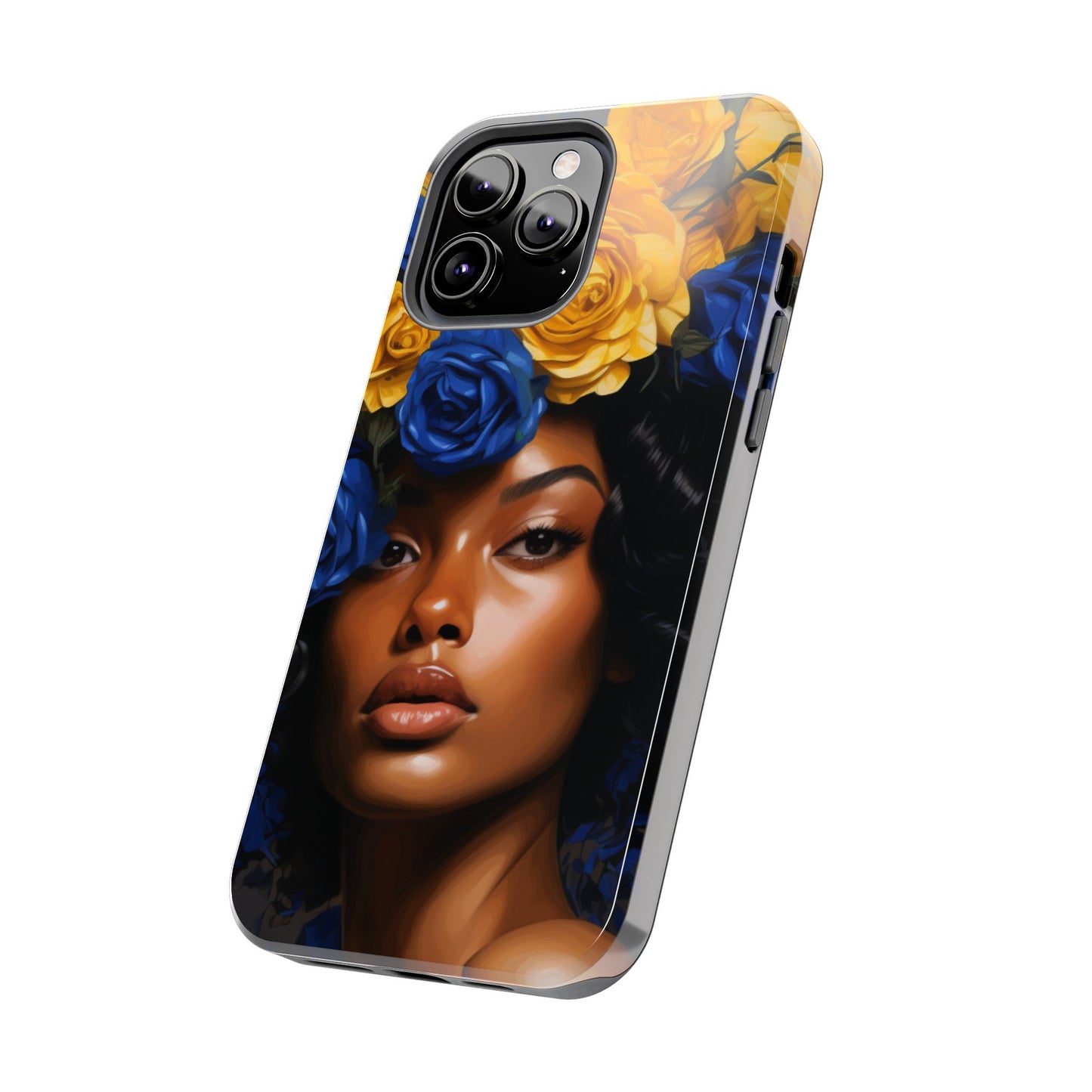 Stunning in Blue and Gold Beautiful Black Woman Tough Phone Case