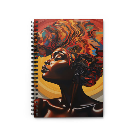 Colorful Black Woman Mane Spiral Notebook