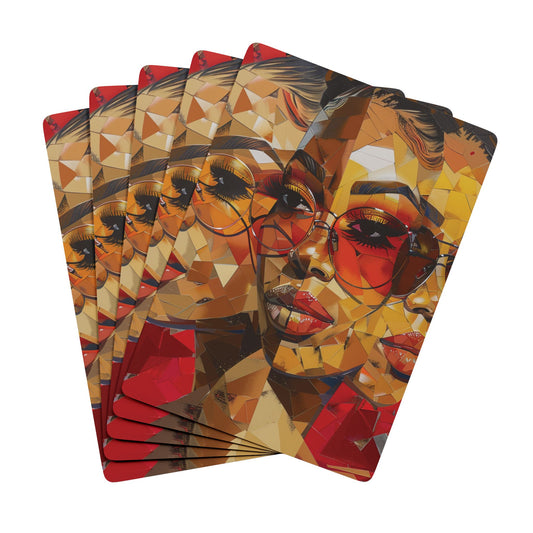 Red Mosaic Women Poker Playing Cards - Stylish Design for Card Games