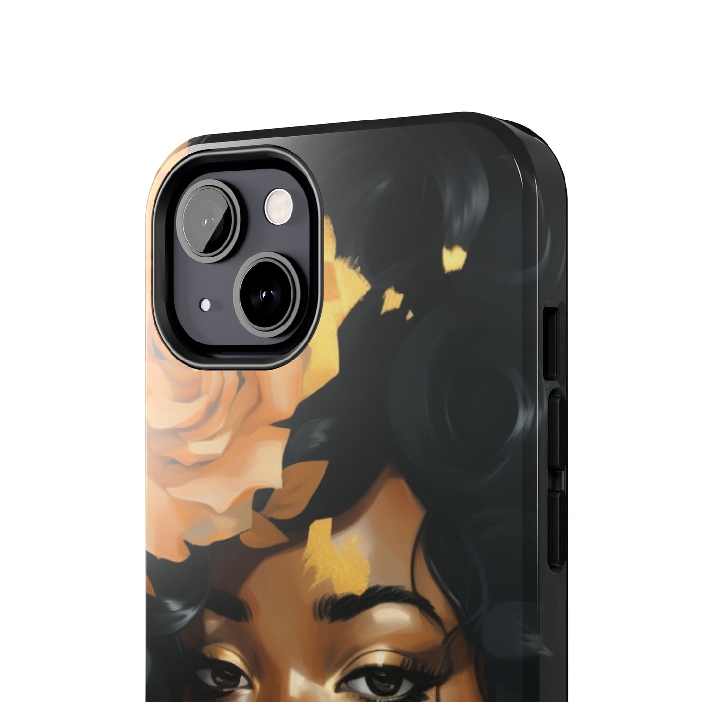 Beautiful Black Woman With Gold Flowers Tough Phone Case