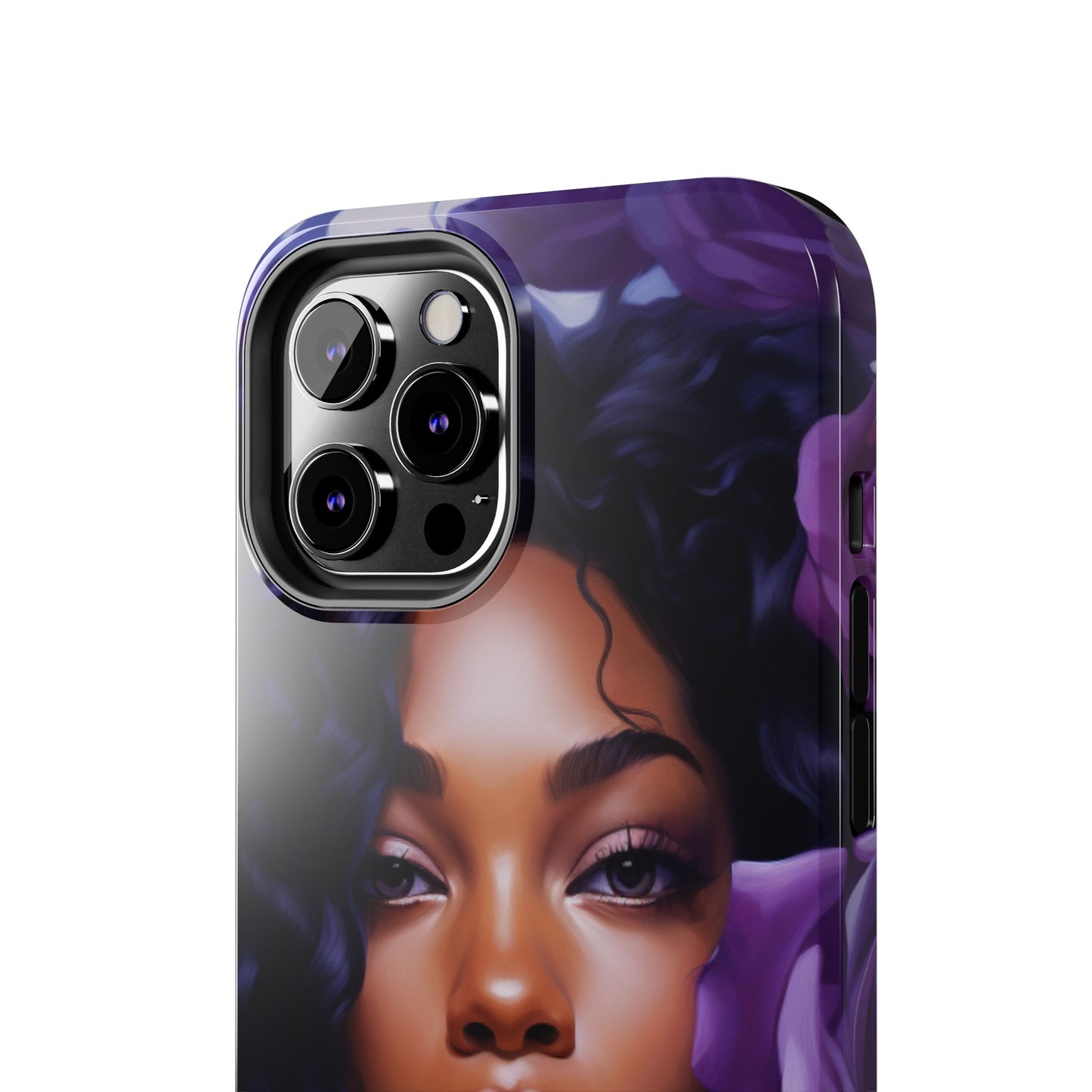 Beautiful Black Woman With Purple Flowers Tough Phone Case