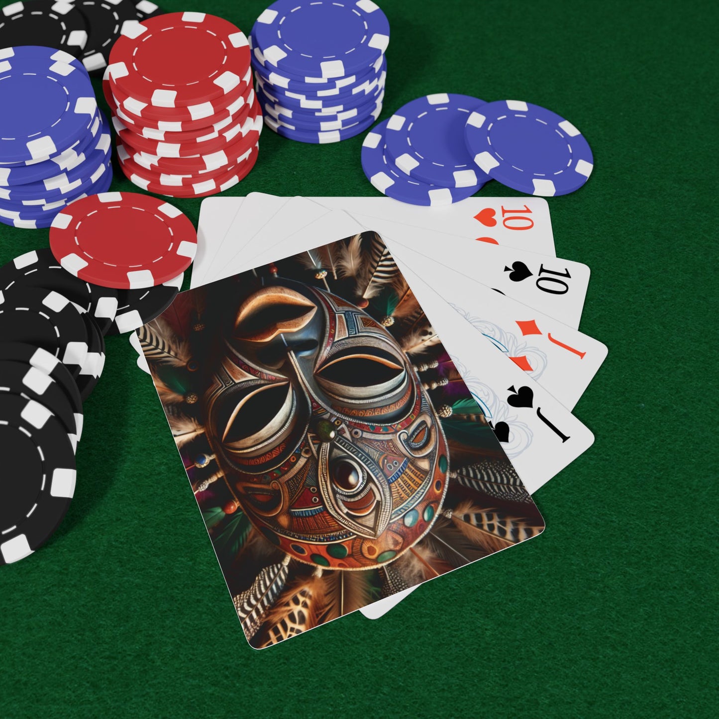 Afrocentric Mask Poker Playing Cards - Stylish Design for Card Games