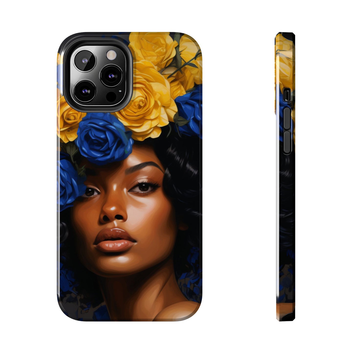 Stunning in Blue and Gold Beautiful Black Woman Tough Phone Case