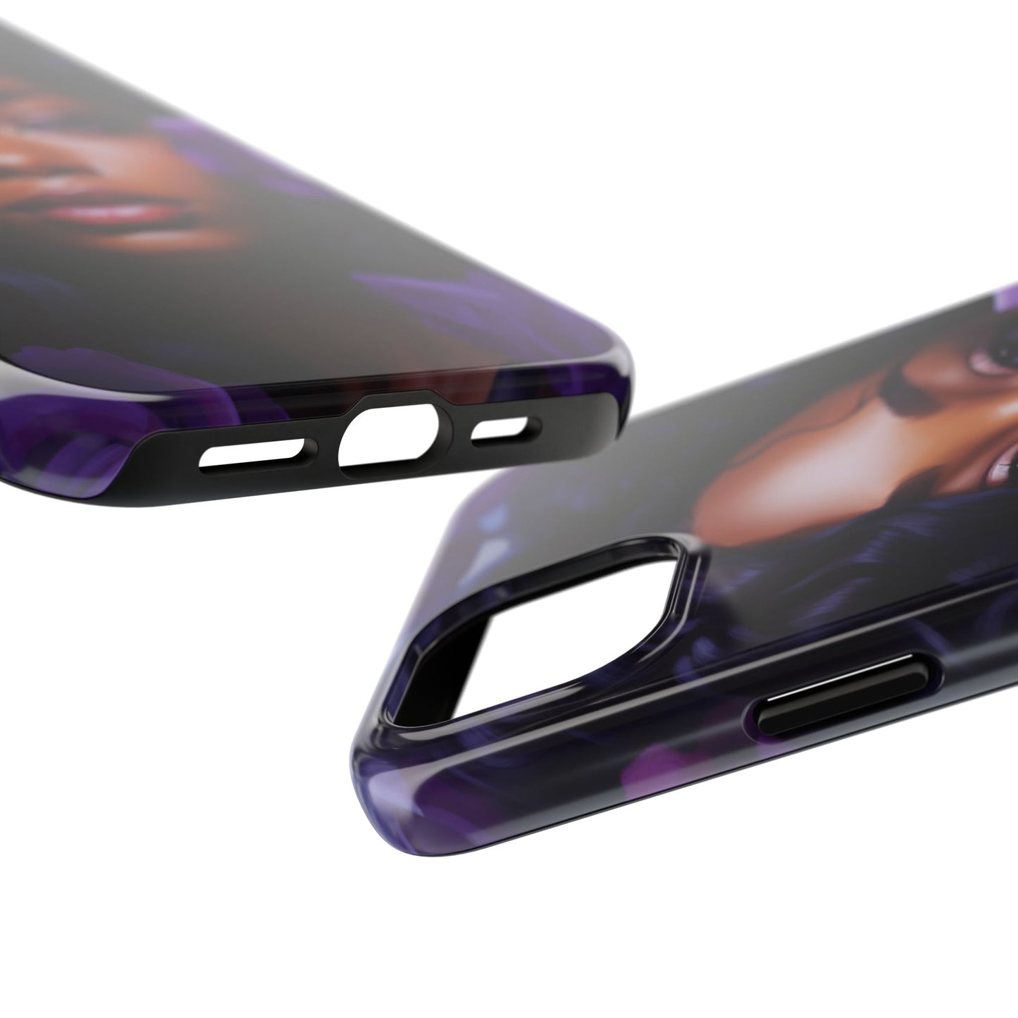 Beautiful Black Woman With Purple Flowers Tough Phone Case