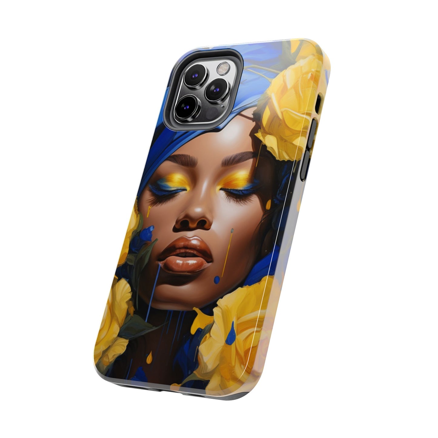 Stunning in Blue and Gold Beautiful Black Woman Tough Phone Case