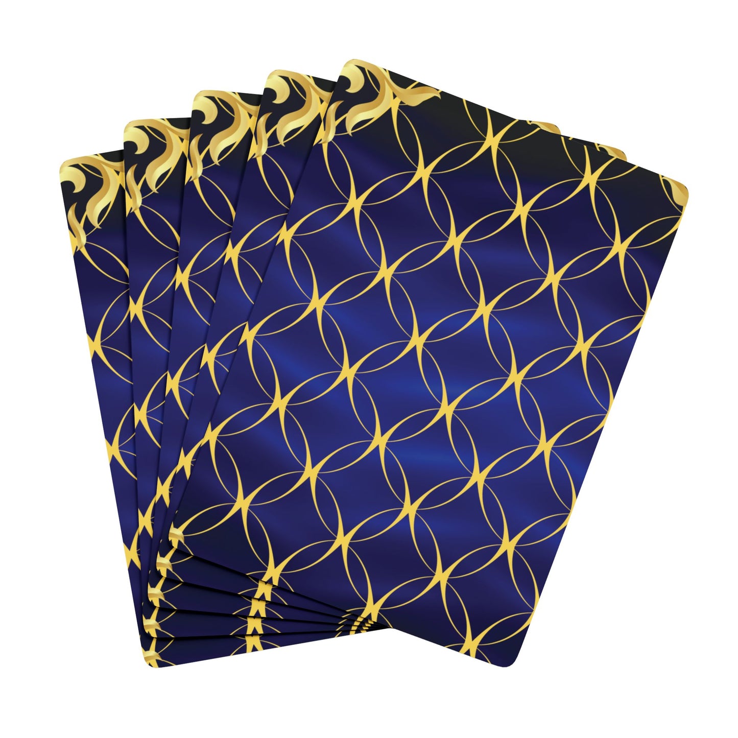 Blue and Gold Poker Playing Cards - Stylish Design for Card Games