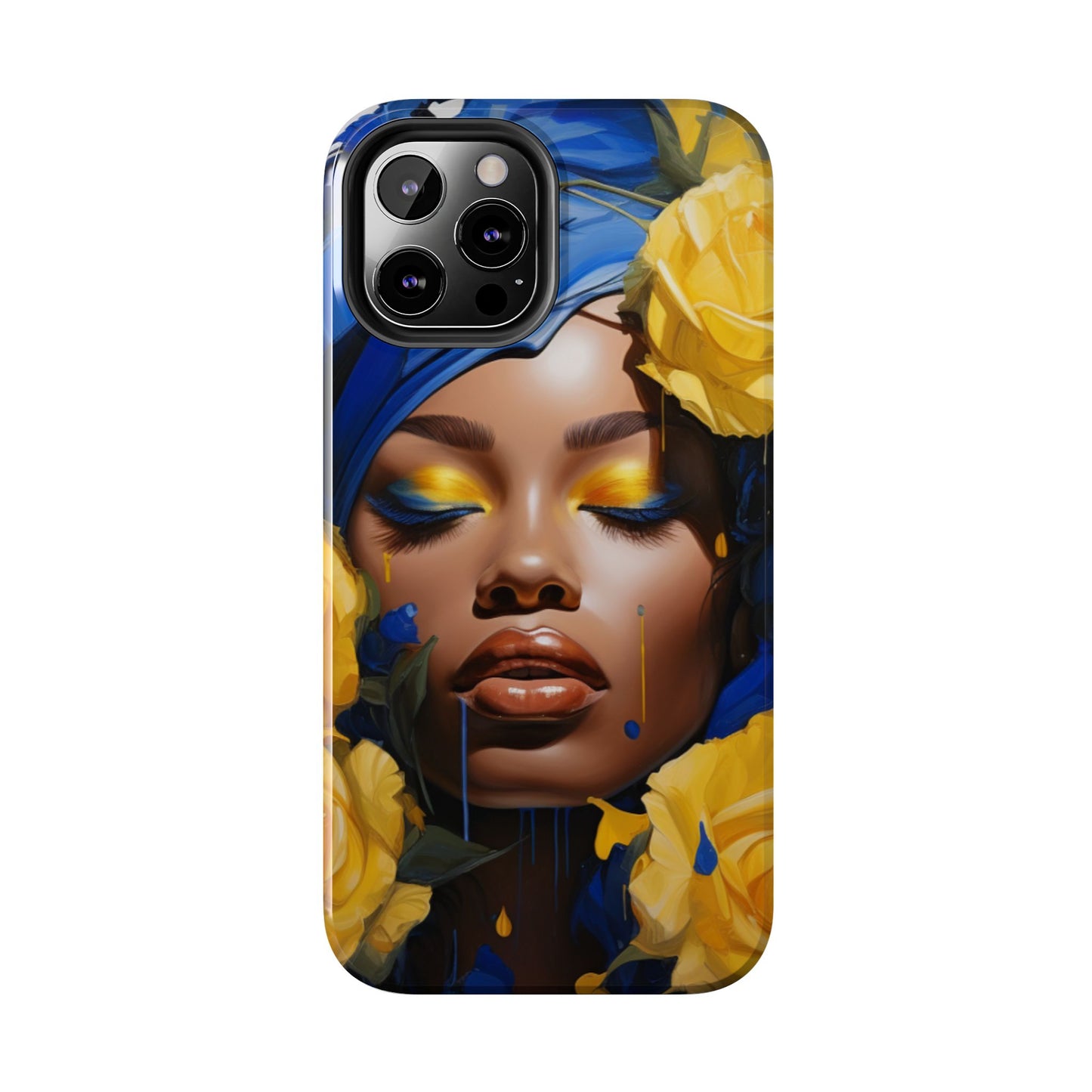 Stunning in Blue and Gold Beautiful Black Woman Tough Phone Case