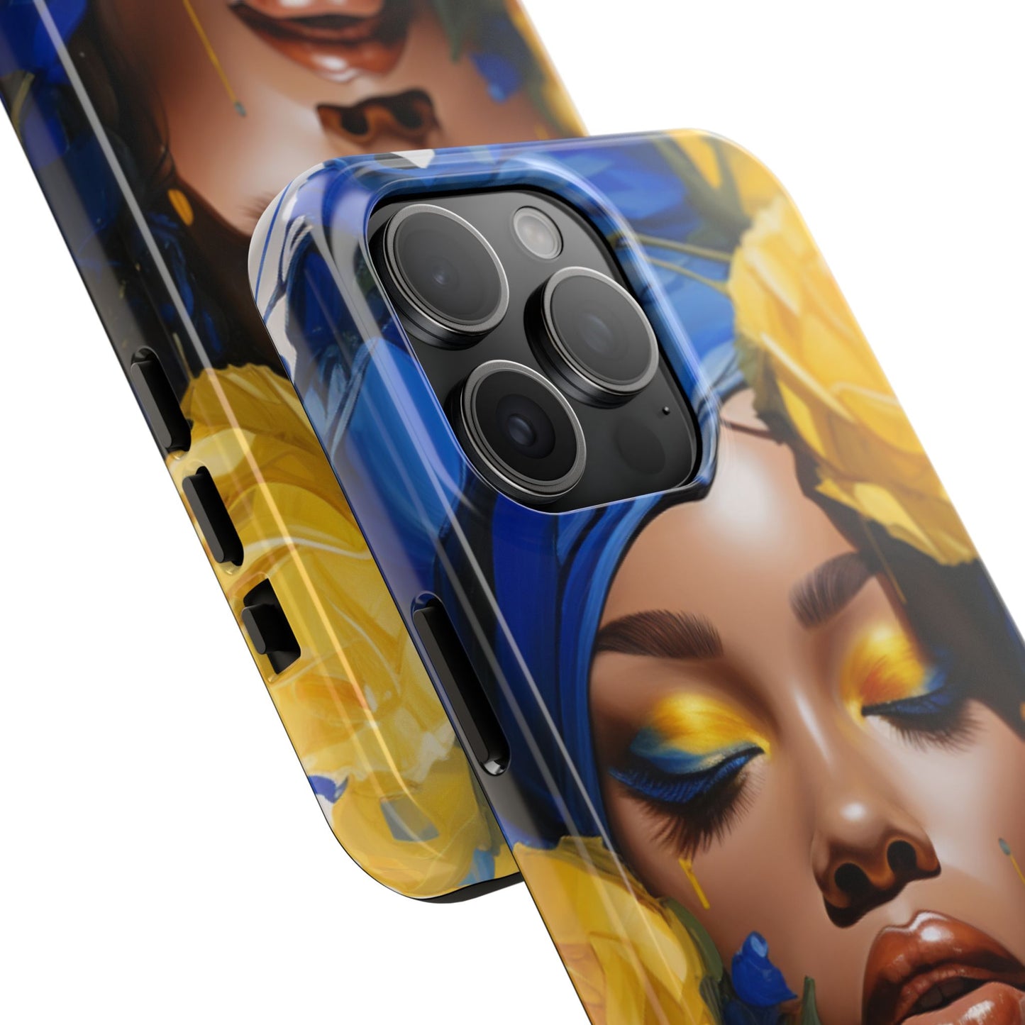 Stunning in Blue and Gold Beautiful Black Woman Tough Phone Case