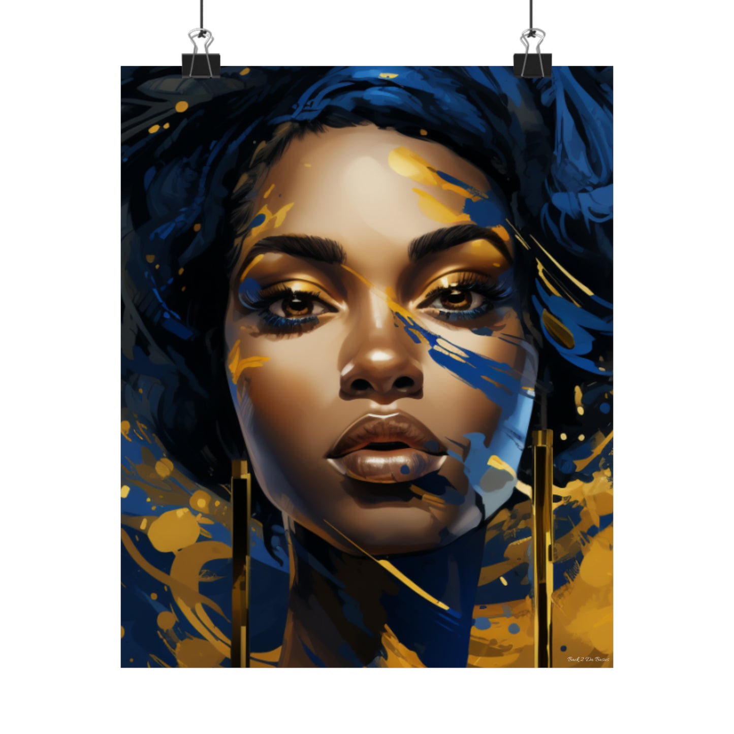 Stunning In Blue and Gold Black Woman Vertical Poster