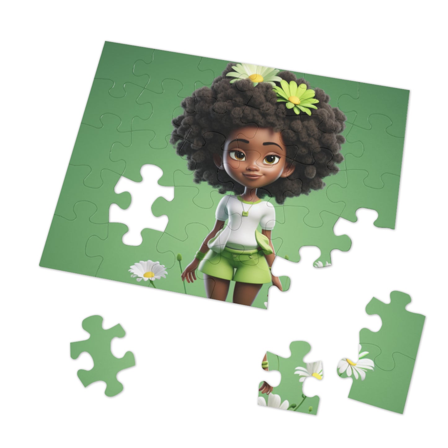 Beautiful Black Fairy (Green) Jigsaw Puzzle - 30 Pieces